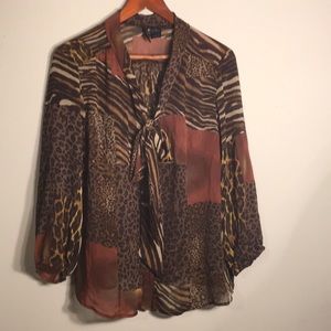 New Directions brown animal Print blouse